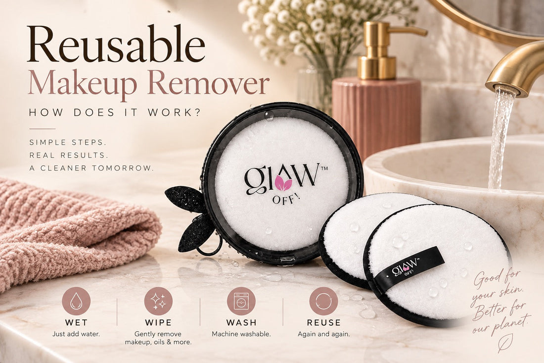 Glow Off Puff reusable makeup remover with water