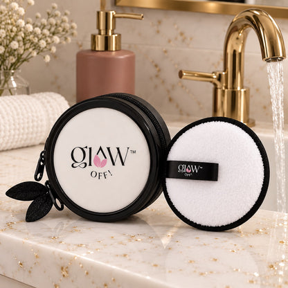 Glow Off Puff reusable makeup remover and travel case