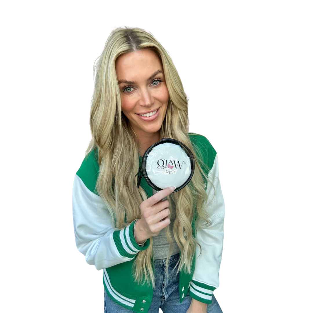 Dr. Medina Culver holding the Glow Off™ Puff.
